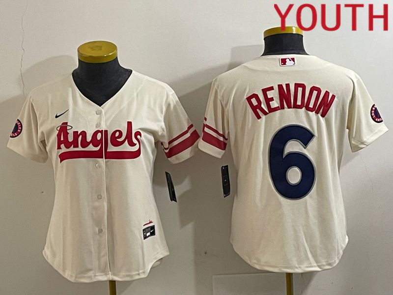 Youth Los Angeles Angels 6 Rendon Cream City Edition 2024 Nike MLB Jersey style 1